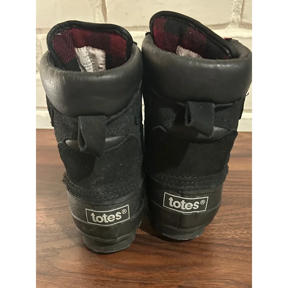 NWT Totes Black Leather Suede Duck Boots Size 7D Steel Shank Winter Snow